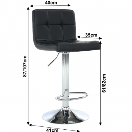 Scaun de bar, piele ecologică negru/crom, KANDY NEW [12]