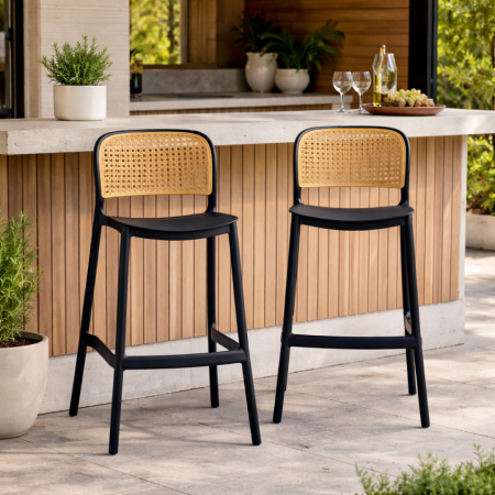 Scaun de bar, stivuibil, negru/bej, RAVID NEW TYP 3 [2]