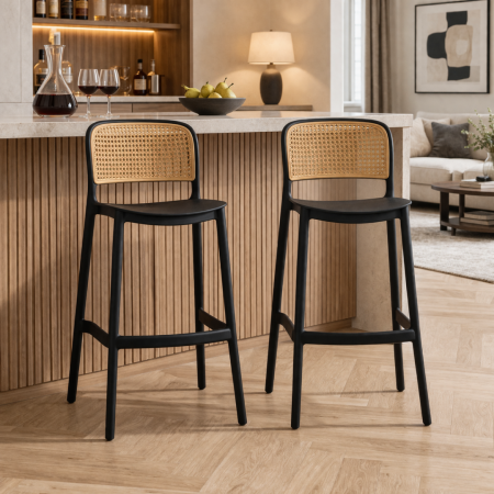 Scaun de bar, stivuibil, negru/bej, RAVID NEW TYP 3 [3]