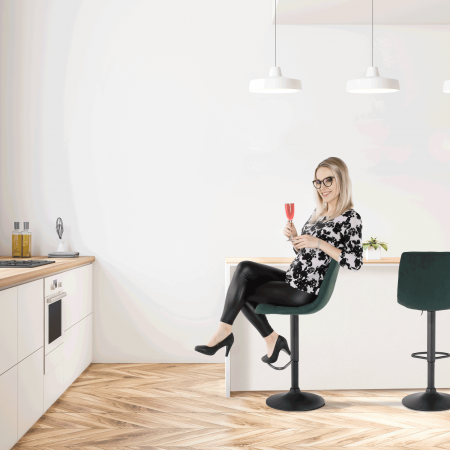 Scaun de bar, verde / negru, LAHELA [1]