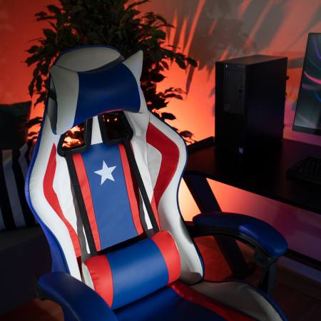 Scaun de birou, Captain America, piele eco albastru/rosu/alb, cu suport pentru picioare, Bortis Impex [5]