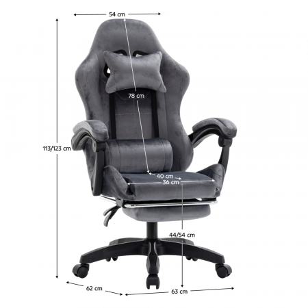 Scaun de birou/gaming, gri, LOPES [18]