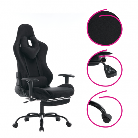 Scaun de birou/gaming, negru, ţesătură Velvet, SALOP [18]