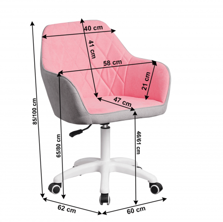 Scaun de birou, material roz / gri / alb, SANTY [1]