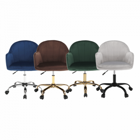 Scaun de birou, material textil din catifea gri deschis / negru, EROL [22]