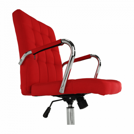 Scaun de birou, ,pe rotile , cu brate ,stofa rosie/crom , Bortis Impex [11]
