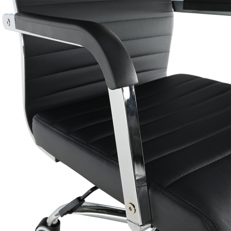 Scaun de birou, piele eco/metal, negru/crom, FARAN [1]