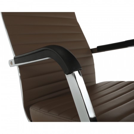 Scaun de birou, piele eco/metal, taupe/crom, FARAN [1]