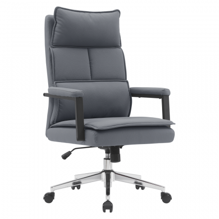 Mobilier Birou - Scaun de birou, piele ecologică gri/crom, KAHIL