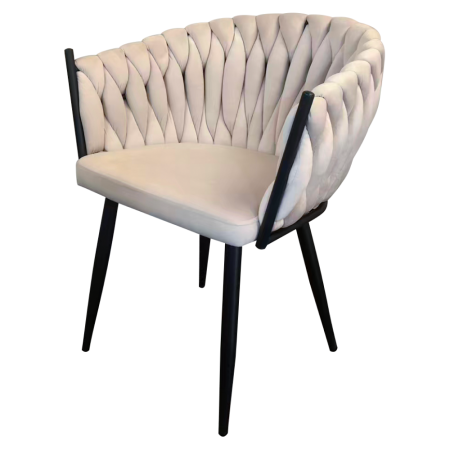 Scaun de bucătărie, bej deschis ţesătură velvet/negru, BLER [2]