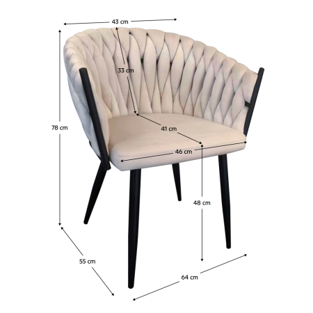 Scaun de bucătărie, bej deschis ţesătură velvet/negru, BLER [8]