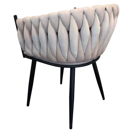 Scaun de bucătărie, bej deschis ţesătură velvet/negru, BLER [6]