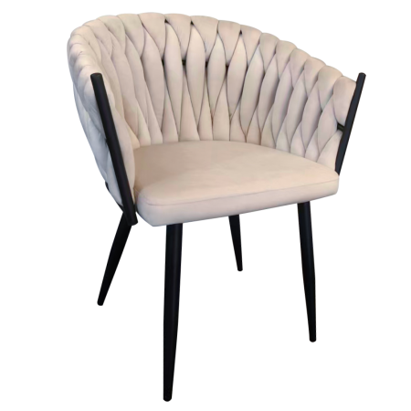 Living - Scaun de bucătărie, bej deschis ţesătură velvet/negru, BLER