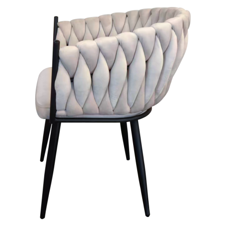 Scaun de bucătărie, bej deschis ţesătură velvet/negru, BLER [5]