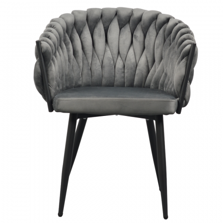 Scaun de living/ bucatarie , gri închis stofa ,  velvet/negru, [3]