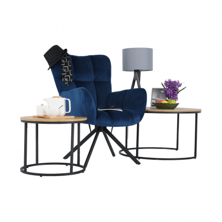 Scaun de design, ţesătură albastră, KOMODO [6]