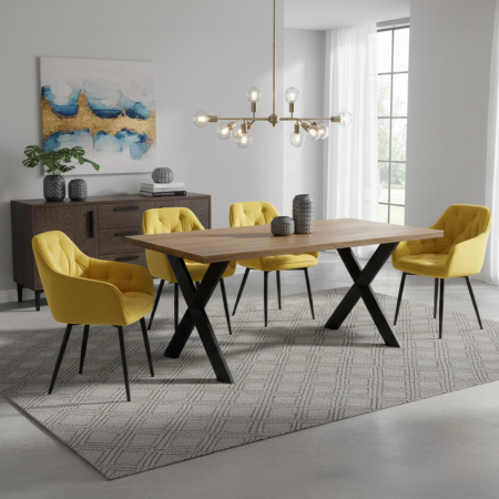 Scaun de design, ţesătură Velvet galben, FEDRIS 2 NEW [1]