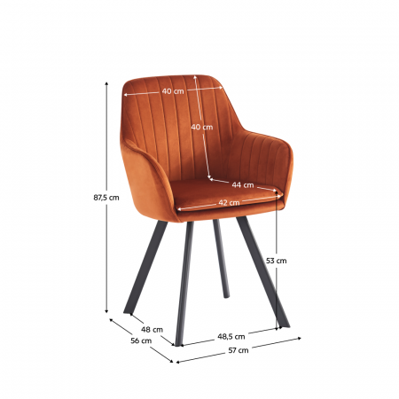 Scaun de design, ţesătură Velvet teracot, AURIL [1]