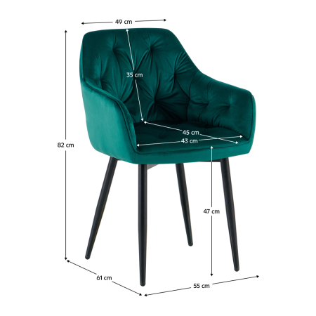 Scaun de design, ţesătură Velvet verde, FEDRIS 2 NEW [2]