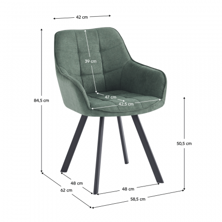 Scaun de design, Velvet verde/negru, PETIN [5]
