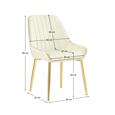 Scaun de dining, bej ţesătură Velvet/gold crom-auriu, PERLIA [2]