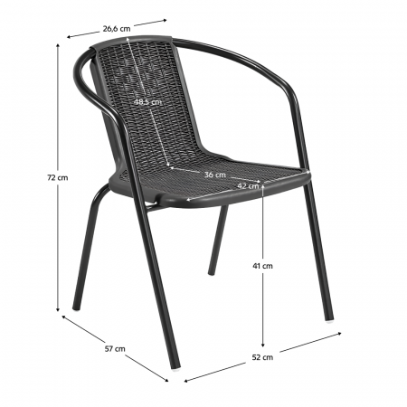 Scaun de grădină stivuibil, negru, oţel/plastic, FRENY [5]