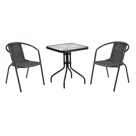 Scaun de grădină stivuibil, negru, oţel/plastic, FRENY [6]
