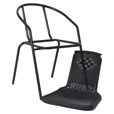 Scaun de grădină stivuibil, negru, oţel/plastic, FRENY [2]