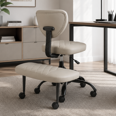 Scaun de îngenuncheat ergonomic, gri-maro Taupe piele ecologică/negru, SAMER [6]