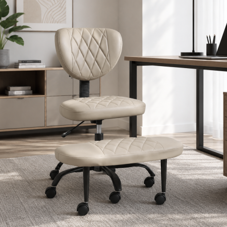 Scaun de îngenuncheat ergonomic, gri-maro Taupe piele ecologică/negru, SAMER [7]