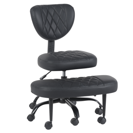 Scaun de îngenuncheat ergonomic, piele ecologică negru/negru, SAMER [2]