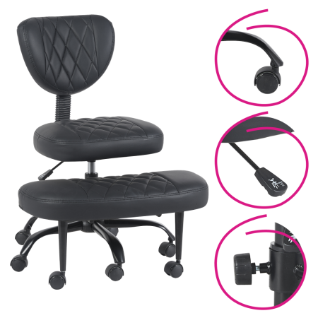 Scaun de îngenuncheat ergonomic, piele ecologică negru/negru, SAMER [12]
