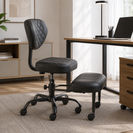 Scaun de îngenuncheat ergonomic, piele ecologică negru/negru, SAMER [7]