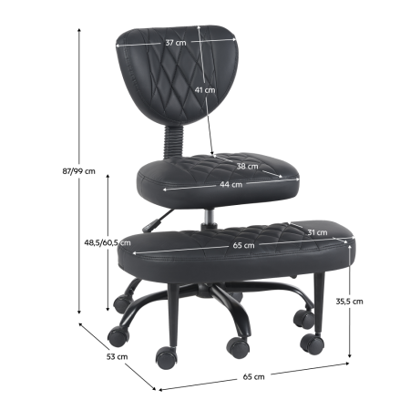 Scaun de îngenuncheat ergonomic, piele ecologică negru/negru, SAMER [8]