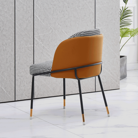 Scaun de luat masa, model alb-negru / piele ecologică camel, KIRNA [2]