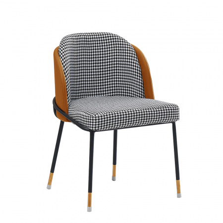 Scaune living/dining - Scaun de luat masa, model alb-negru / piele ecologică camel, KIRNA