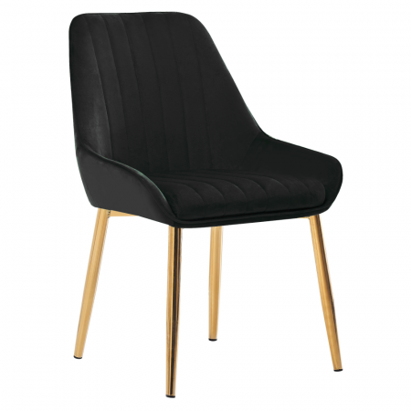 Scaune bucatarie - Scaun de masă, negru ţesătură Velvet/gold crom-auriu, PERLIA