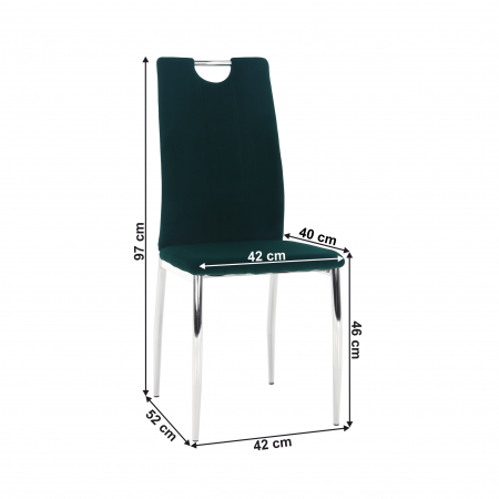 Scaun de masă, ţesătură de catifea smarald / crom, OLIVA NEW [1]