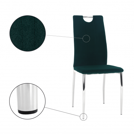 Scaun de masă, ţesătură de catifea smarald / crom, OLIVA NEW [2]