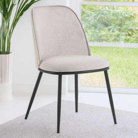 Scaun de sufragerie, bej-maroniu/lemn natural/negru, VUDIA [5]