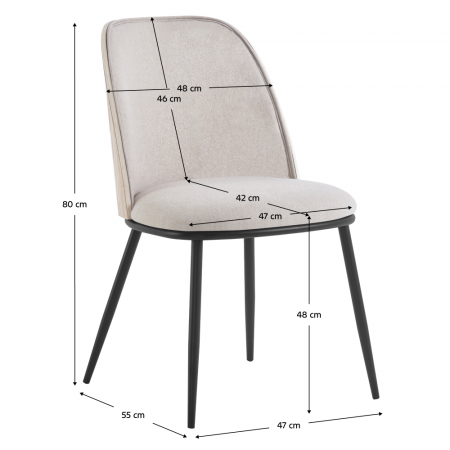 Scaun de sufragerie, bej-maroniu/lemn natural/negru, VUDIA [6]