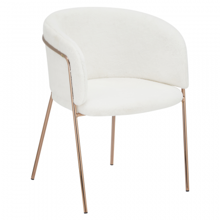Scaune living/dining - Scaun de sufragerie de design, alb Ivory/rose gold roz cromat,