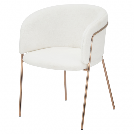 Scaun de sufragerie de design, alb Ivory/rose gold roz cromat, [2]