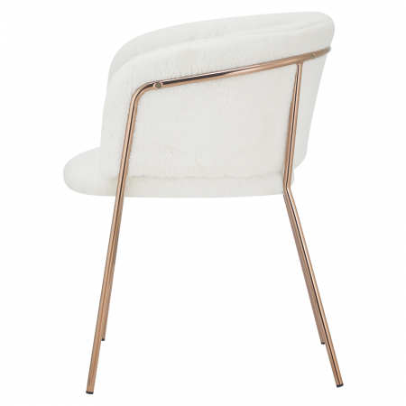 Scaun de sufragerie de design, alb Ivory/rose gold roz cromat, [3]