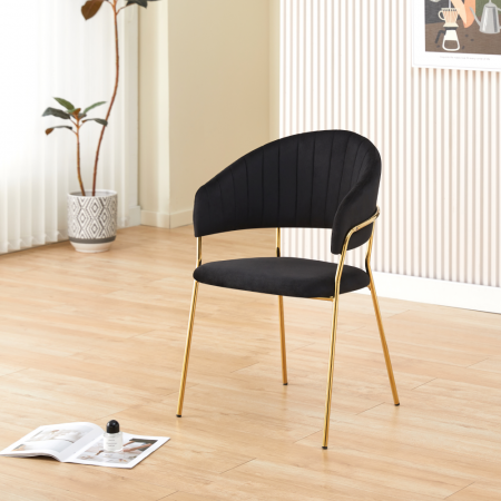 Scaun de sufragerie de design, material Velvet negru/gold crom auriu, DASMIN TIP 1 [6]