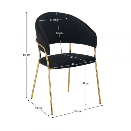 Scaun de sufragerie de design, material Velvet negru/gold crom auriu, DASMIN TIP 1 [7]