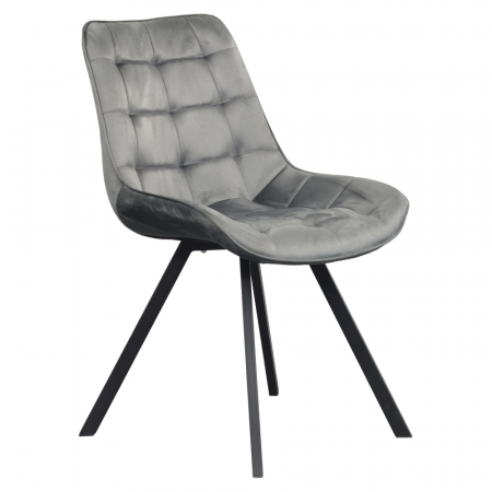 Living - Scaun de sufragerie, ţesătură Velvet gri închis/negru, SAMIRA
