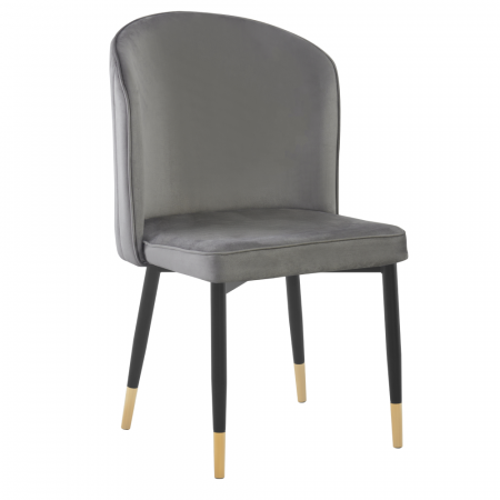 Scaune living/dining - Scaun de sufragerie, ţesătură Velvet gri/negru, UDAJA