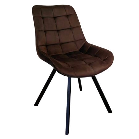 Scaun de sufragerie, ţesătură Velvet maro închis/negru, SAMIRA [0]