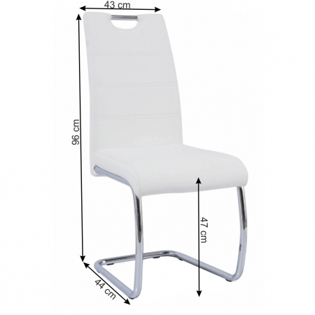 Scaun dining, alb/cusătură culoare deschisă, ABIRA NEW [1]